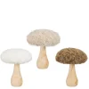 Champignon décoratif pied en bois et chapeau textile - Ø 11 x H 13 cm
