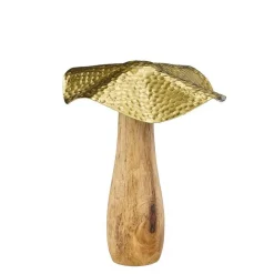 Champignon haut en bois et résine or - Ø 18 x 21 cm