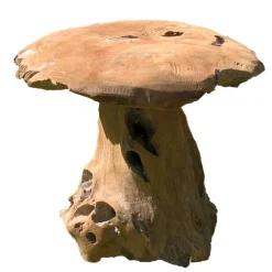 Champignon pour décoration extérieure coloris bois en teck - 30 cm