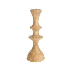 Chandelier en bois de manguier naturel pour bougie flambeau - Ø 7,3 x H 19,5 cm