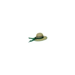 Chapeau de paille beige à ruban vert Instant Nature Brigitte