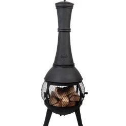 Chauffe-terrasse noir avec grillage Ø 42 x 120 cm