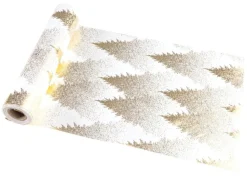 Chemin de table blanc et or velours Tree Spirit - 28 x 300 cm