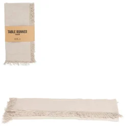 Chemin de table en coton beige Villia - 180 x 45 cm