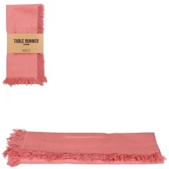 Chemin de table en coton saumon Villia - 180 x 45 cm