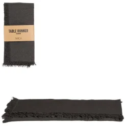 Chemin de table en coton gris foncé Villia - 180 x 45 cm