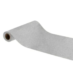 Chemin de table en intissé coloris argent à paillettes premium – 30 cm x 5 m