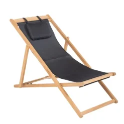 Chilienne noire et teck Flore - 60 x 105 x 88 cm