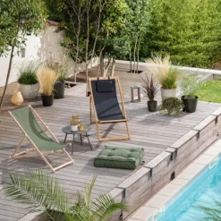 Chilienne noire et teck Flore - 60 x 105 x 88 cm