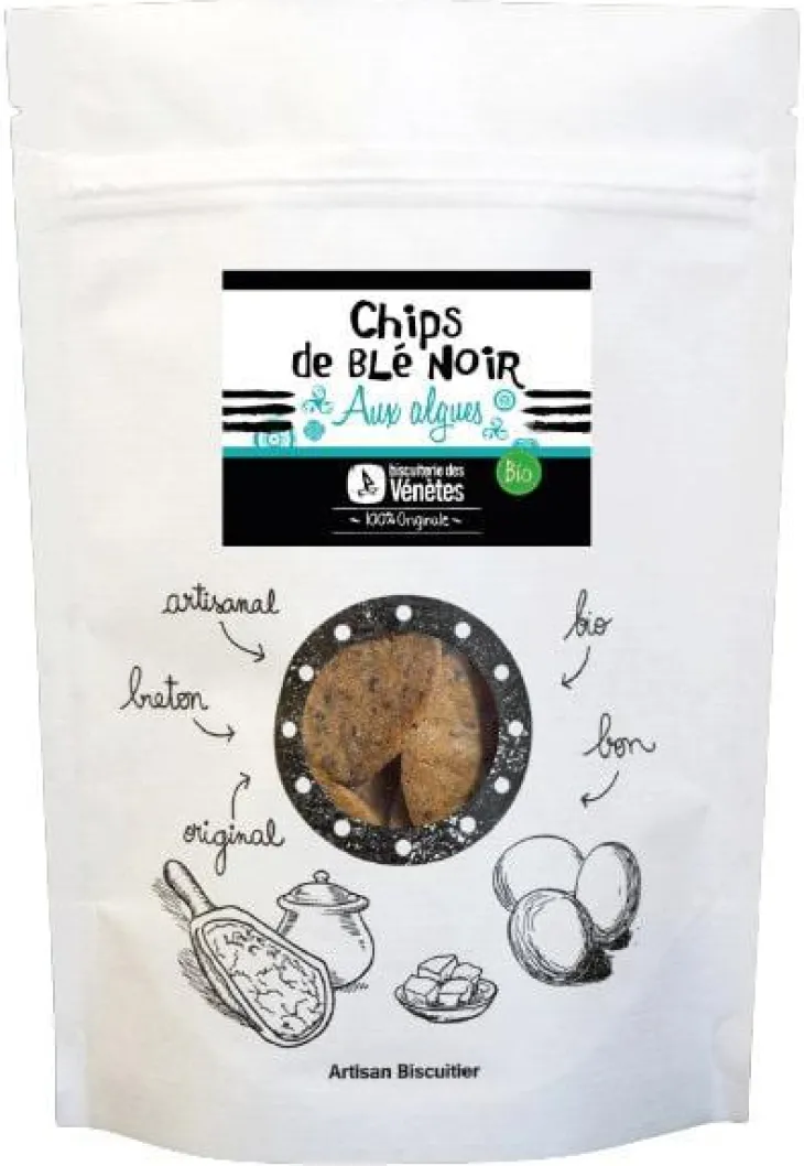 Chips blé noir aux algues bio Biscuiterie Venetes - 100 g
