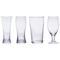 Chopes à bière en verre transparent - Coffret de 4 verres différents