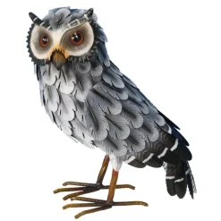 Chouette en métal grise - 27,5 cm