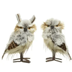 Chouette polyester plumes - H 23 cm