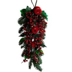 Chute artificielle branchage, pommes et baies rouges - 66 cm