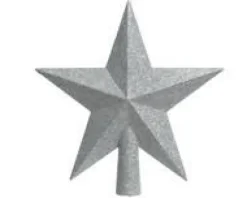 Cime étoile plastique pailletée couleur argent - 19 cm de haut
