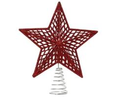 Cimier forme étoile en plastique rouge - 3 x 19 x 22 cm
