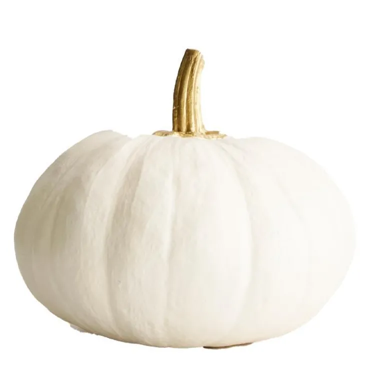 Citrouille coloris blanc en polyrésine - Ø 15 cm