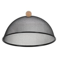 Cloche alimentaire noire en métal et bois - Ø 30 x H 16 cm