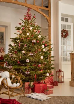 Cloche en verre transparent Rouge paillettes et étoile - 6,20 x 6,20 x 7,50 cm