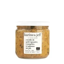 Cocotte de petit épeautre, courgettes et pignons de pin bio Le bonheur est dans le pot Karine & Jeff - 350 g