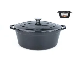 Cocotte ovale en fonte noire - Ø 34 cm