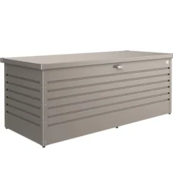 Coffre de jardin 180 en acier galvanisé coloris gris quartz métallique Biohort - 181 x 79 x 71 cm