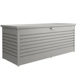 Coffre de jardin 200 en acier galvanisé coloris gris quartz métallique Biohort - 201 x 79 x 83 cm