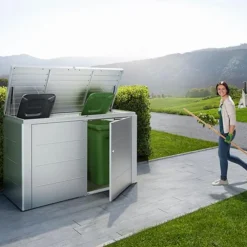 Coffre highboard couleur argent 200x84x127 cm