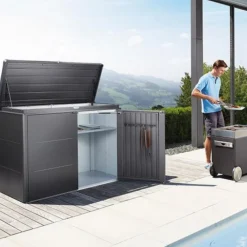 Coffre highboard gris foncé 200x84x127 cm