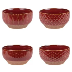 Coffret 4 coupelles en grès rouge Jaspe - Ø 12 cm