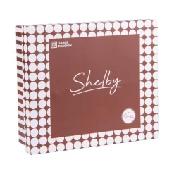 Coffret 4 mugs en grès beige et marron Shelby - 40 cl