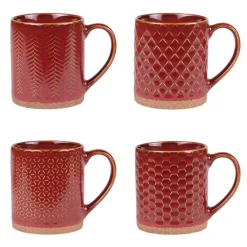 Coffret 4 mugs en grès rouge Jaspe - 35 cl