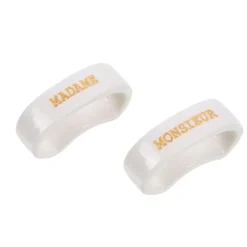 Coffret 2 ronds serviettes coloris blanc en porcelaine - 2 x 3 x 3 cm