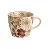 Coffret 4 tasses en grès beige à fleur pourpre Kiyo - Ø 9 x H 8 cm