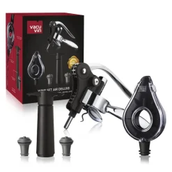 Coffret à vin air de luxe en inox noir Vacuvin - les 5 pièces