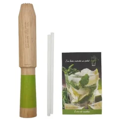 Coffret cadeau pailles, livre et ustensile mojito en bois Cookut - 29,8 x 17 x 4,8 cm