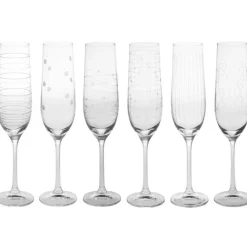 Coffret de 6 flûtes à champagne coloris transparent en verre - 19 cl