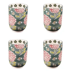 Coffret de 4 gobelets Cottage coloris multicolore en grès - 11 cm