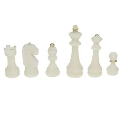 Coffret de 6 Pions d’Échec blanc et or en résine et quartz