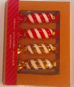 Coffret de 4 repose-couteaux forme bonbons rouges ou oranges en céramique Crakers