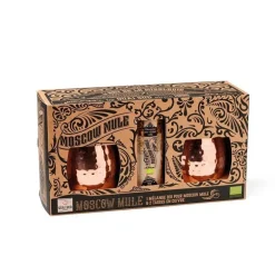 Coffret de préparation pour moscow mule bio avec deux tasses en cuivre Quai Sud - 110 g