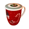 Coffret mug en porcelaine rouge décor sucre d’orge et filtre Rudolphe - 11x 5,2 x 8,3 cm