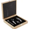 Coffret oenologique 5 accessoires coloris marron en bambou - 22 x 22 x 4 cm