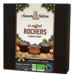 Coffret rochers praliné noisette chocolat noir bio Saveurs & Nature - 135 g