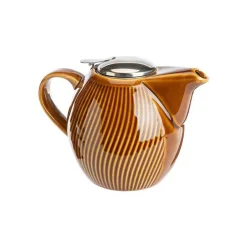 Coffret théière 0,9 L et 4 gobelets en grès marron Mao - les 5 pièces