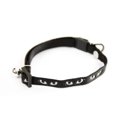 Collier Argent pour chat noir motif yeux de chat