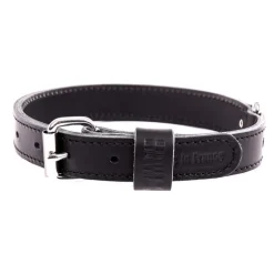 Collier en cuir double épaisseur pour chien coloris noir - 65 cm