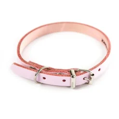 Collier en cuir rose pour chien 1,2x33 cm