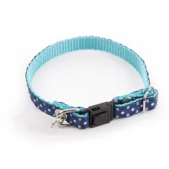 Collier pour chat bleu à pois blancs