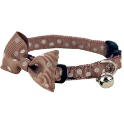 Collier pour chat en nylon coloris taupe avec nœud Wouapy - Taille unique